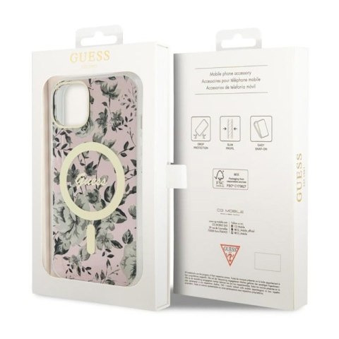 Guess Flower MagSafe - Etui iPhone 14 (Różowy) Guess Flower MagSafe - Etui iPhone 14 (Różowy)