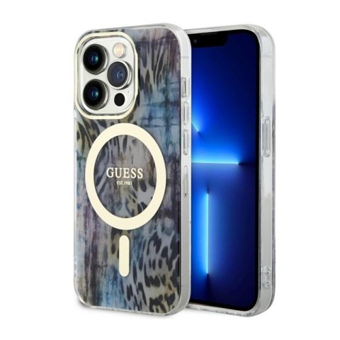 Guess Leopard MagSafe - Etui iPhone 14 Pro (Niebieski) Guess Leopard MagSafe - Etui iPhone 14 Pro (Niebieski)