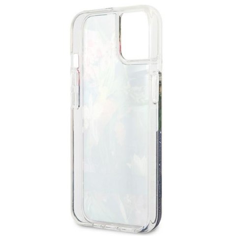 Guess Liquid Glitter Flower - Etui iPhone 13 mini (niebieski) Guess Liquid Glitter Flower - Etui iPhone 13 mini (niebieski)