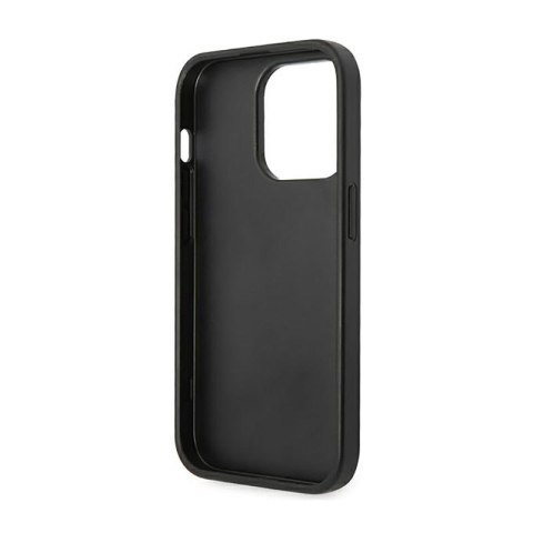 Guess Saffiano Metal Logo Stripes - Etui iPhone 14 Pro (czarny) Guess Saffiano Metal Logo Stripes - Etui iPhone 14 Pro (czarny)