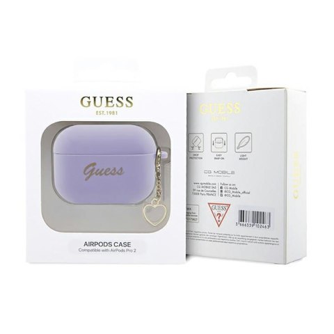 Guess Silicone Heart Charm - Etui AirPods Pro 2 (fioletowy) Guess Silicone Heart Charm - Etui AirPods Pro 2 (fioletowy)
