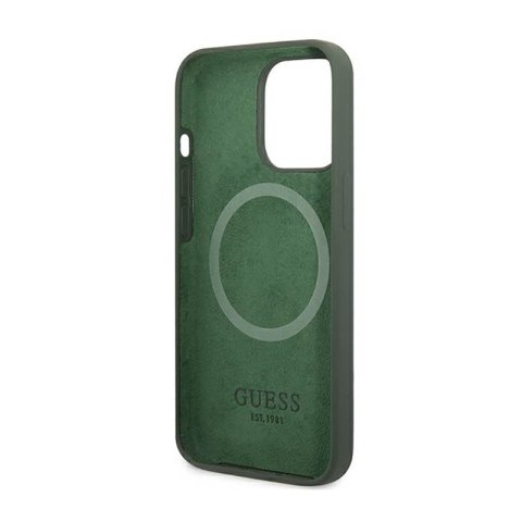 Guess Silicone Logo Plate MagSafe - Etui iPhone 13 Pro Max (zielony) Guess Silicone Logo Plate MagSafe - Etui iPhone 13 Pro Max (zielony)