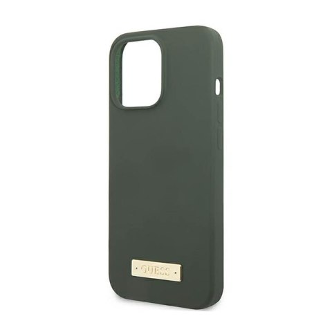 Guess Silicone Logo Plate MagSafe - Etui iPhone 13 Pro (zielony) Guess Silicone Logo Plate MagSafe - Etui iPhone 13 Pro (zielony)