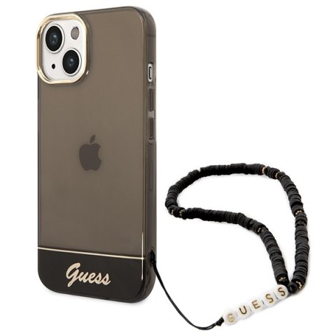 Guess Translucent Pearl Strap - Etui iPhone 14 Plus (czarny) Guess Translucent Pearl Strap - Etui iPhone 14 Plus (czarny)