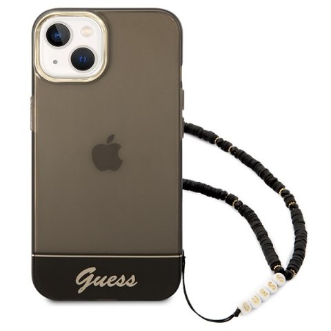Guess Translucent Pearl Strap - Etui iPhone 14 Plus (czarny) Guess Translucent Pearl Strap - Etui iPhone 14 Plus (czarny)