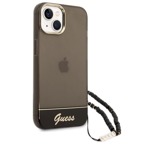 Guess Translucent Pearl Strap - Etui iPhone 14 Plus (czarny) Guess Translucent Pearl Strap - Etui iPhone 14 Plus (czarny)