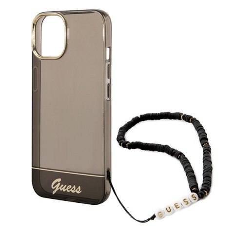Guess Translucent Pearl Strap - Etui iPhone 14 Plus (czarny) Guess Translucent Pearl Strap - Etui iPhone 14 Plus (czarny)