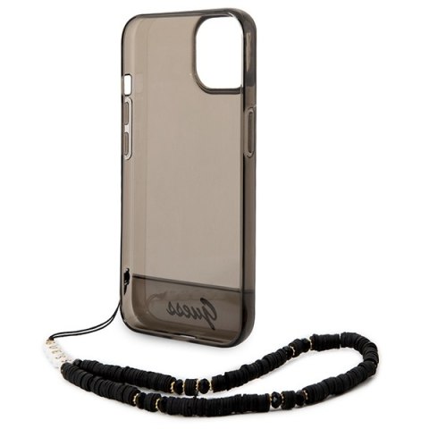 Guess Translucent Pearl Strap - Etui iPhone 14 Plus (czarny) Guess Translucent Pearl Strap - Etui iPhone 14 Plus (czarny)