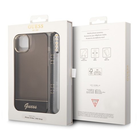 Guess Translucent Pearl Strap - Etui iPhone 14 Plus (czarny) Guess Translucent Pearl Strap - Etui iPhone 14 Plus (czarny)