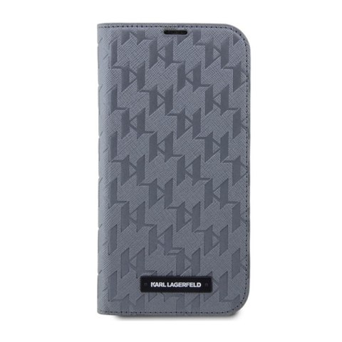 Karl Lagerfeld Booktype Saffiano Monogram - Etui iPhone 14 Pro Max (Srebrny) Karl Lagerfeld Booktype Saffiano Monogram - Etui iPhone 14 Pro Max (Srebrny)