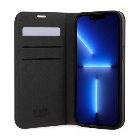 Karl Lagerfeld Booktype Saffiano Monogram - Etui iPhone 14 Pro Max (Srebrny) Karl Lagerfeld Booktype Saffiano Monogram - Etui iPhone 14 Pro Max (Srebrny)