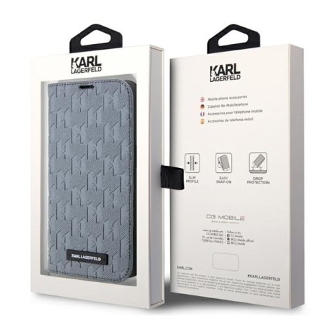 Karl Lagerfeld Booktype Saffiano Monogram - Etui iPhone 14 Pro Max (Srebrny) Karl Lagerfeld Booktype Saffiano Monogram - Etui iPhone 14 Pro Max (Srebrny)