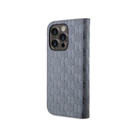 Karl Lagerfeld Booktype Saffiano Monogram - Etui iPhone 14 Pro (Srebrny) Karl Lagerfeld Booktype Saffiano Monogram - Etui iPhone 14 Pro (Srebrny)