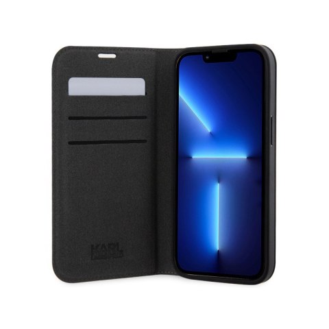 Karl Lagerfeld Booktype Saffiano Monogram - Etui iPhone 14 Pro (Srebrny) Karl Lagerfeld Booktype Saffiano Monogram - Etui iPhone 14 Pro (Srebrny)