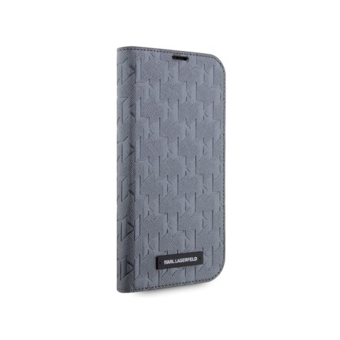 Karl Lagerfeld Booktype Saffiano Monogram - Etui iPhone 14 Pro (Srebrny) Karl Lagerfeld Booktype Saffiano Monogram - Etui iPhone 14 Pro (Srebrny)