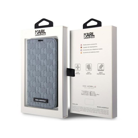 Karl Lagerfeld Booktype Saffiano Monogram - Etui iPhone 14 Pro (Srebrny) Karl Lagerfeld Booktype Saffiano Monogram - Etui iPhone 14 Pro (Srebrny)
