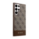Guess 4G Bottom Stripe Metal Logo Collection - Etui Samsung Galaxy S23 Ultra (brązowy)