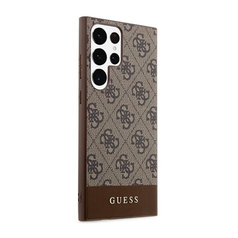 Guess 4G Bottom Stripe Metal Logo Collection - Etui Samsung Galaxy S23 Ultra (brązowy) Guess 4G Bottom Stripe Metal Logo Collection - Etui Samsung Galaxy S23 Ultra (brązowy)