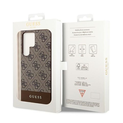 Guess 4G Bottom Stripe Metal Logo Collection - Etui Samsung Galaxy S23 Ultra (brązowy) Guess 4G Bottom Stripe Metal Logo Collection - Etui Samsung Galaxy S23 Ultra (brązowy)