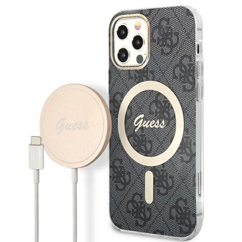 Guess Bundle Pack MagSafe 4G - Zestaw etui + ładowarka MagSafe iPhone 12 / iPhone 12 Pro (czarny/złoty) Guess Bundle Pack MagSafe 4G - Zestaw etui + ładowarka MagSafe iPhone 12 / iPhone 12 Pro (czarny/złoty)