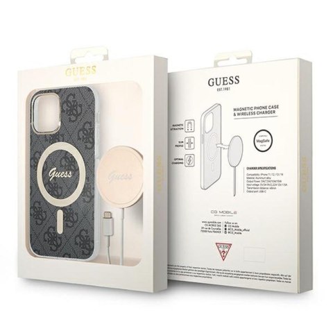 Guess Bundle Pack MagSafe 4G - Zestaw etui + ładowarka MagSafe iPhone 12 / iPhone 12 Pro (czarny/złoty) Guess Bundle Pack MagSafe 4G - Zestaw etui + ładowarka MagSafe iPhone 12 / iPhone 12 Pro (czarny/złoty)