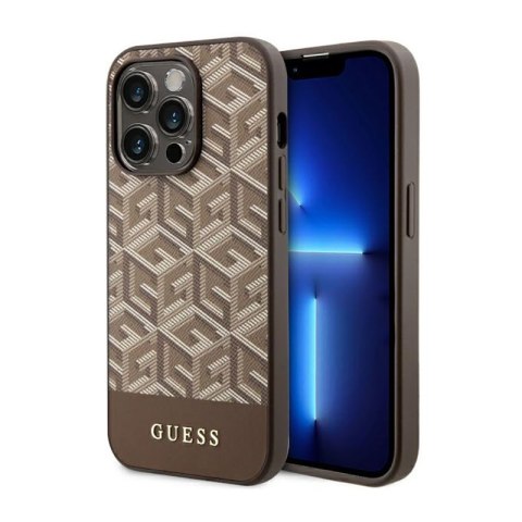 Guess GCube Stripes MagSafe - Etui iPhone 14 Pro (Brązowy) Guess GCube Stripes MagSafe - Etui iPhone 14 Pro (Brązowy)