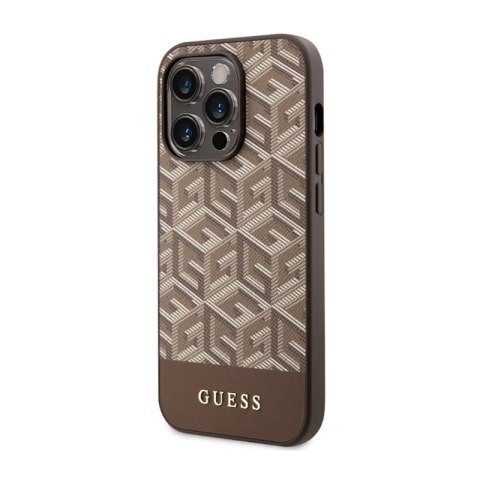 Guess GCube Stripes MagSafe - Etui iPhone 14 Pro (Brązowy) Guess GCube Stripes MagSafe - Etui iPhone 14 Pro (Brązowy)