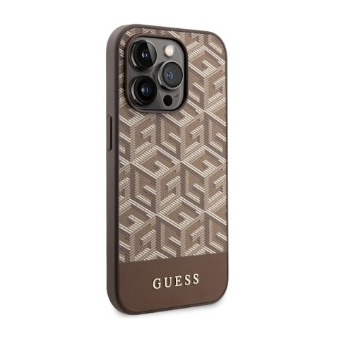 Guess GCube Stripes MagSafe - Etui iPhone 14 Pro (Brązowy) Guess GCube Stripes MagSafe - Etui iPhone 14 Pro (Brązowy)