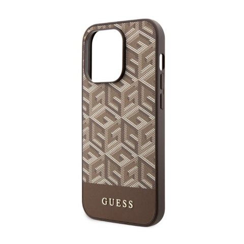 Guess GCube Stripes MagSafe - Etui iPhone 14 Pro (Brązowy) Guess GCube Stripes MagSafe - Etui iPhone 14 Pro (Brązowy)