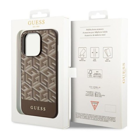 Guess GCube Stripes MagSafe - Etui iPhone 14 Pro (Brązowy) Guess GCube Stripes MagSafe - Etui iPhone 14 Pro (Brązowy)