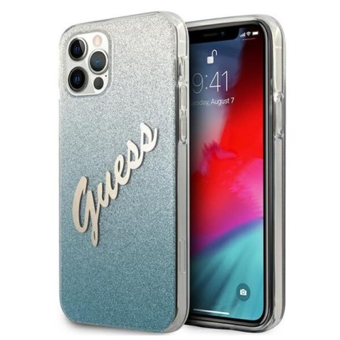 Guess Glitter Gradient Script - Etui iPhone 12 / iPhone 12 Pro (niebieski) Guess Glitter Gradient Script - Etui iPhone 12 / iPhone 12 Pro (niebieski)