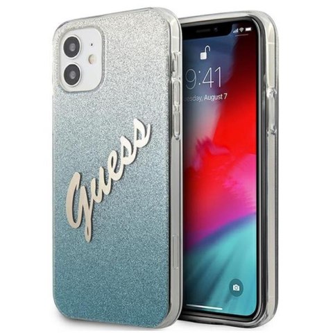 Guess Glitter Gradient Script - Etui iPhone 12 mini (niebieski) Guess Glitter Gradient Script - Etui iPhone 12 mini (niebieski)