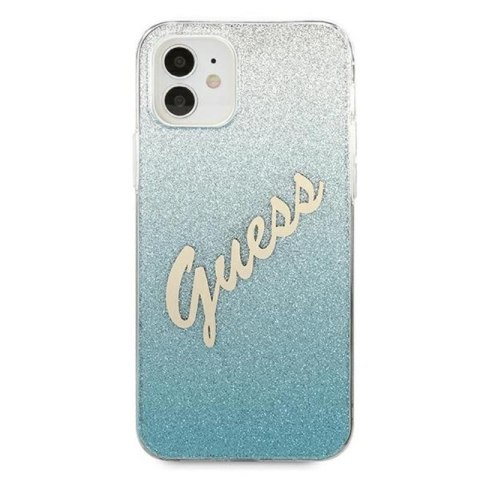 Guess Glitter Gradient Script - Etui iPhone 12 mini (niebieski) Guess Glitter Gradient Script - Etui iPhone 12 mini (niebieski)