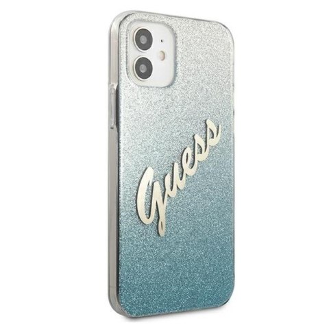 Guess Glitter Gradient Script - Etui iPhone 12 mini (niebieski) Guess Glitter Gradient Script - Etui iPhone 12 mini (niebieski)