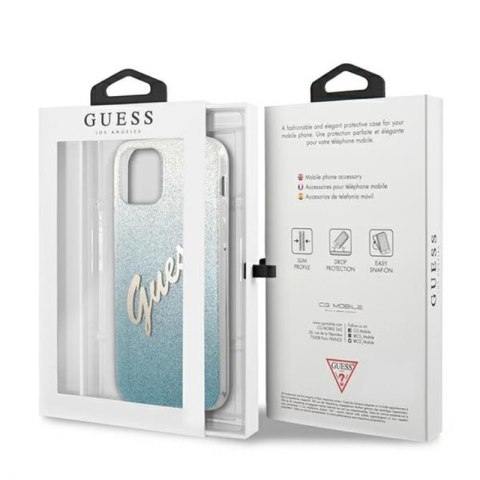 Guess Glitter Gradient Script - Etui iPhone 12 mini (niebieski) Guess Glitter Gradient Script - Etui iPhone 12 mini (niebieski)