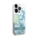 Guess Liquid Glitter Flower - Etui iPhone 14 Pro (zielony)