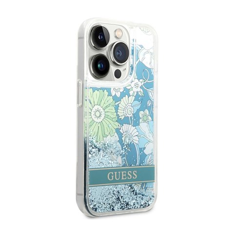 Guess Liquid Glitter Flower - Etui iPhone 14 Pro (zielony) Guess Liquid Glitter Flower - Etui iPhone 14 Pro (zielony)