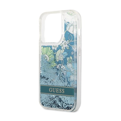 Guess Liquid Glitter Flower - Etui iPhone 14 Pro (zielony) Guess Liquid Glitter Flower - Etui iPhone 14 Pro (zielony)