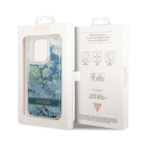 Guess Liquid Glitter Flower - Etui iPhone 14 Pro (zielony) Guess Liquid Glitter Flower - Etui iPhone 14 Pro (zielony)