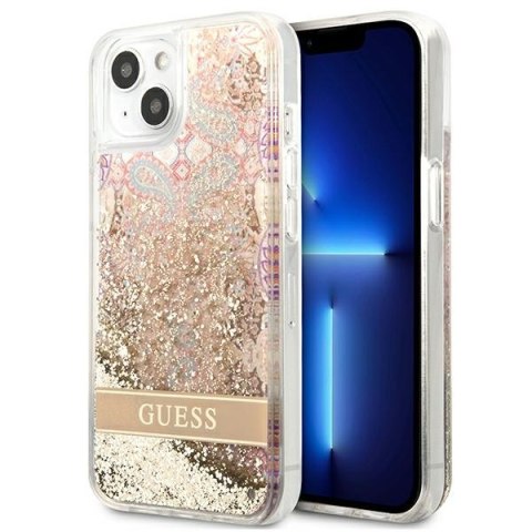 Guess Liquid Glitter Paisley - Etui iPhone 13 mini (złoty) Guess Liquid Glitter Paisley - Etui iPhone 13 mini (złoty)