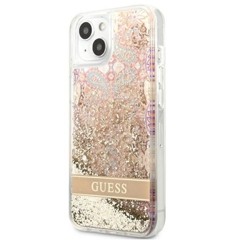 Guess Liquid Glitter Paisley - Etui iPhone 13 mini (złoty) Guess Liquid Glitter Paisley - Etui iPhone 13 mini (złoty)