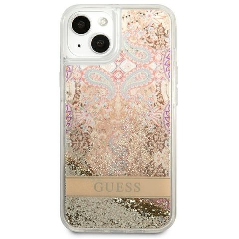 Guess Liquid Glitter Paisley - Etui iPhone 13 mini (złoty) Guess Liquid Glitter Paisley - Etui iPhone 13 mini (złoty)