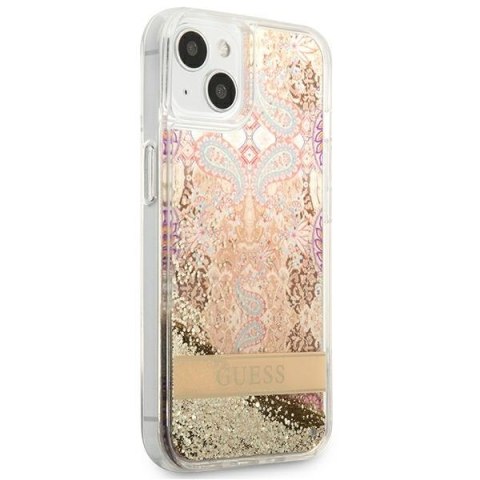 Guess Liquid Glitter Paisley - Etui iPhone 13 mini (złoty) Guess Liquid Glitter Paisley - Etui iPhone 13 mini (złoty)