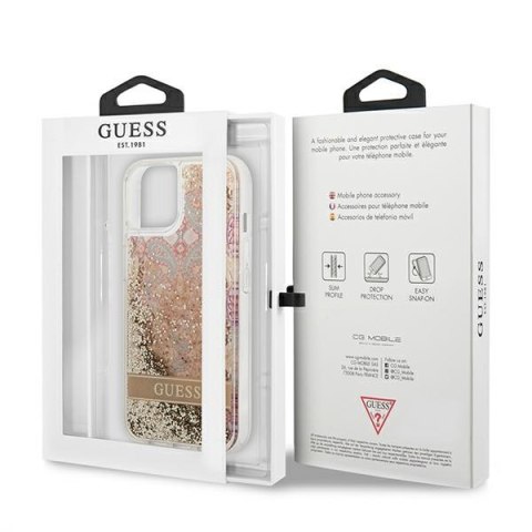 Guess Liquid Glitter Paisley - Etui iPhone 13 mini (złoty) Guess Liquid Glitter Paisley - Etui iPhone 13 mini (złoty)