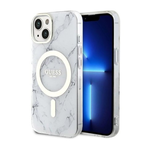 Guess Marble MagSafe - Etui iPhone 14 Plus (Biały) Guess Marble MagSafe - Etui iPhone 14 Plus (Biały)