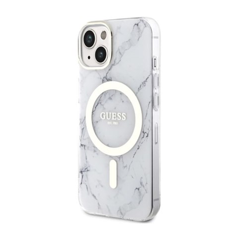 Guess Marble MagSafe - Etui iPhone 14 Plus (Biały) Guess Marble MagSafe - Etui iPhone 14 Plus (Biały)