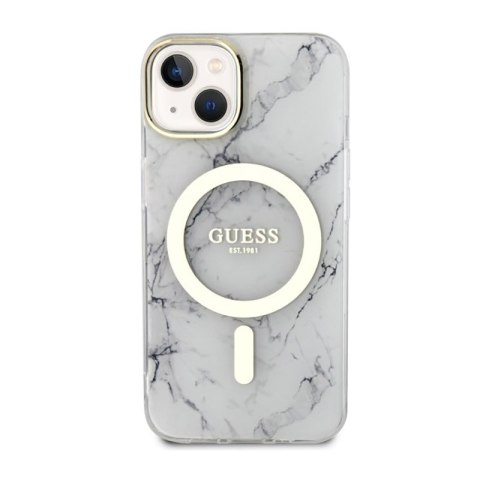 Guess Marble MagSafe - Etui iPhone 14 Plus (Biały) Guess Marble MagSafe - Etui iPhone 14 Plus (Biały)