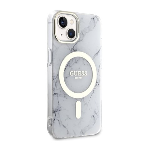 Guess Marble MagSafe - Etui iPhone 14 Plus (Biały) Guess Marble MagSafe - Etui iPhone 14 Plus (Biały)