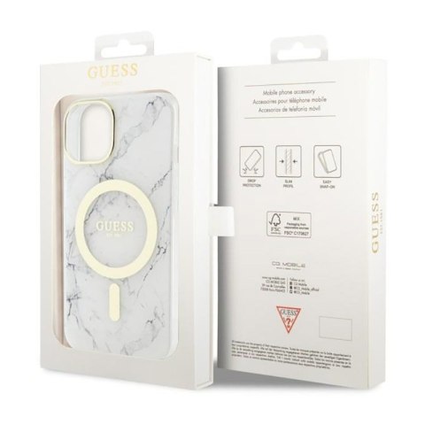 Guess Marble MagSafe - Etui iPhone 14 Plus (Biały) Guess Marble MagSafe - Etui iPhone 14 Plus (Biały)