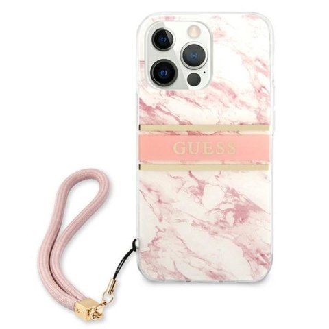 Guess Marble Strap - Etui iPhone 13 Pro Max (różowy) Guess Marble Strap - Etui iPhone 13 Pro Max (różowy)